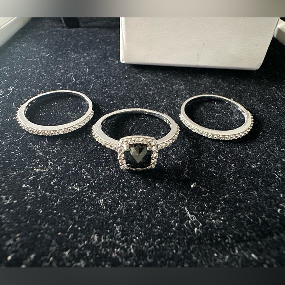 Midnight Black Diamond 10k White Gold  Bridal Set - Size 7 - Picture 4 of 5